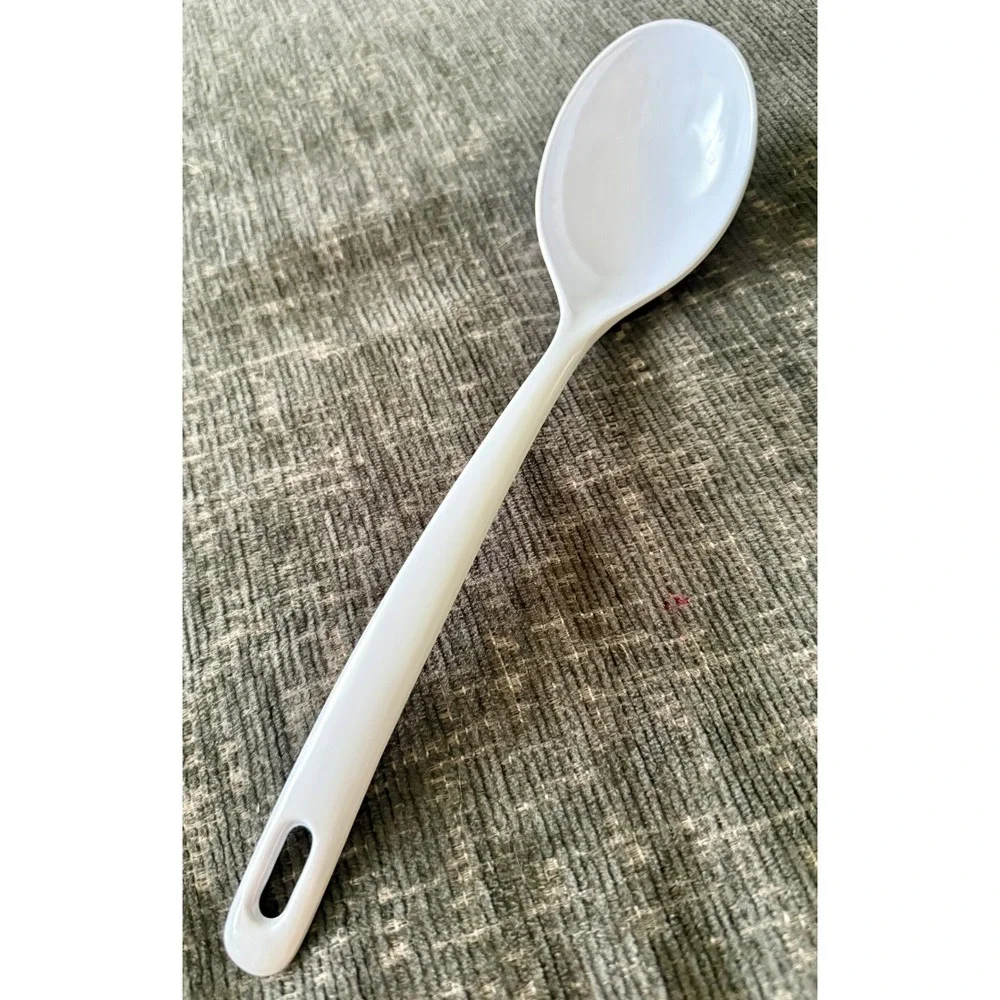 Melamine-Ware Mixing Spoon 11in Excellent White JP-637 Long Handle Utility Spoon